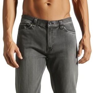 Halifax Jeans Mens‎ 38W 32L Black Mid Rise Classic Fit Vintage Wash Workwear